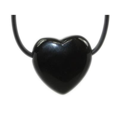 Pendentif Coeur Obsidienne Oeil Céleste - 25x25x10 mm - sans métal