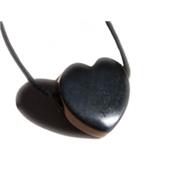 Pendentif Coeur Agate Noire - 25x25x10 mm - sans mtal
