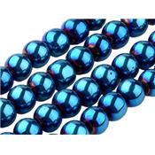 Perle en Verre Bleue électrolytique 6 mm (Par Lot de 5 Perles)