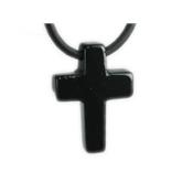 Pendentif Croix Latine en Obsidienne Oeil Cleste - 25x18 mm