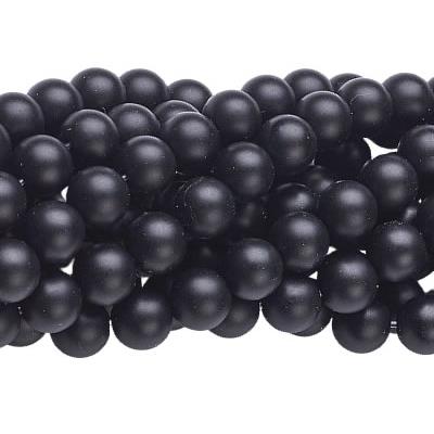 Agate Noire Perle Givrée percée de 8 mm (Lot de 5 perles)