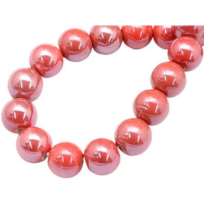 Perle de Porcelaine Rouge Orangé 6 mm (Par Lot de 5 Perles)