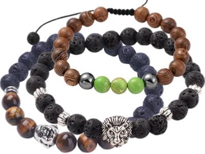 Bijoux Lot de 3 Bracelets Perles KARAS (Pochette Jute)
