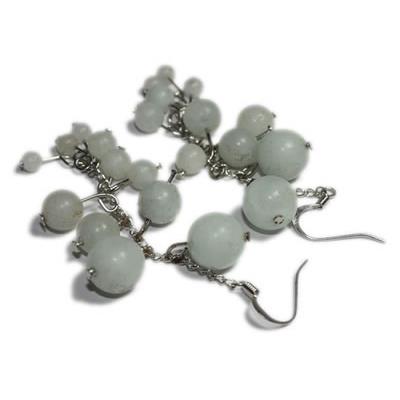 Boucles d'Oreilles en Amazonite du Brésil en Grappes