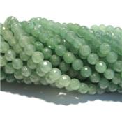 Aventurine Verte Perle Facettée Percée 8 mm - 64 Facettes (Lot de 10 perles)