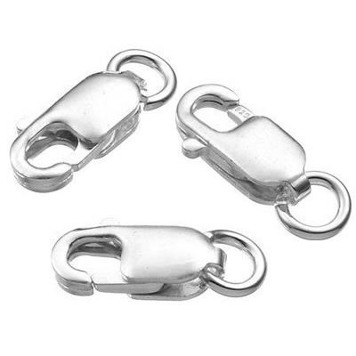 Fermoir Mousqueton Rectangle 8,4x3,5 mm et Anneau ouvert en Argent 925