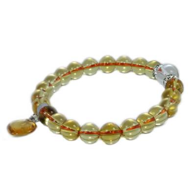 Bracelet en Citrine - Pierres Boules de 8 mm et Coeur 12 mm