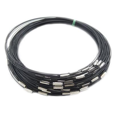 Collier Ras de Cou en Acier Noir de 45 cm Fil 1 mm - Fermoir à vis