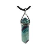 Pendentif Pointe en Fluorine Multicolore montage argenté (3,5 à 4 cm)