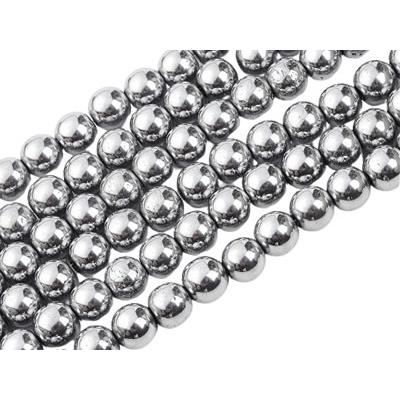 Hématite Argentée Perle Ronde Lisse Percée 10 mm (Lot de 5 perles)