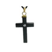 Pendentif Croix Latine en Hématite et Cristal