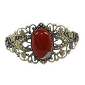 Bracelet Fleurs en Jaspe Rouge Cabochon Ovale 25x18 mm Romantic
