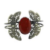 Bracelet Papillon en Jaspe Rouge Cabochon Ovale 25x18 mm Romantic