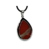 Pendentif en Jaspe Rouge Goutte cerclée