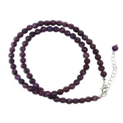 Collier Lépidolite Violette en Pierre Boule de 8 mm