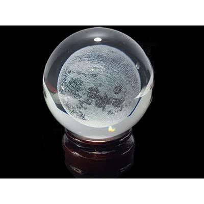 Boule Feng Shui en Cristal et Lune (6 cm) avec socle