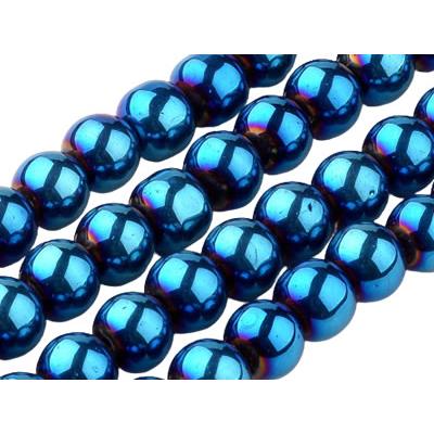 Perle en Verre Bleue électrolytique 6 mm (Par Lot de 5 Perles)