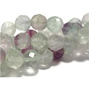 Fluorine Multicolore Perle Facettée Percée 8 mm - 64 Facettes (Lot de 10 perles)