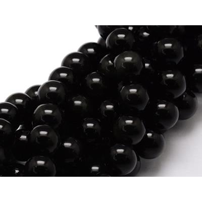 Obsidienne Noire Perle Ronde Lisse Percée 4 mm (Lot de 20 perles)