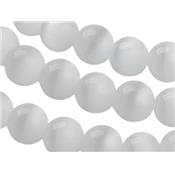 Perle Blanche Oeil de Chat en verre 6 mm (Par Lot de 10 Perles)