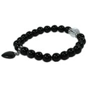 Bracelet en Obsidienne Oeil Cleste - Pierres Boules de 8 mm et Coeur 12 mm