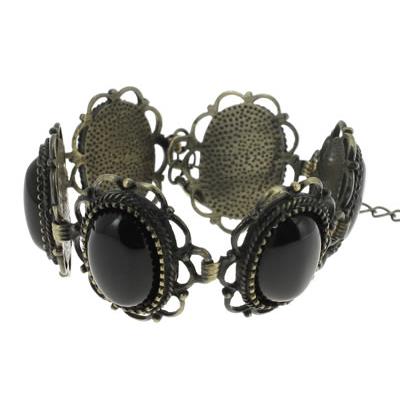 Bracelet 6 Cabochons Ovales 18x13 mm en Obsidienne Oeil Céleste Cabochon Romantic