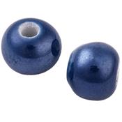 Perle de Porcelaine Lisse Bleue de Prusse 6 mm (Par Lot de 10 Perles)