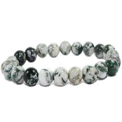 Bracelet Agate Arbre en Pierre Boule de 8 mm