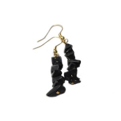 Boucles d'Oreilles en Agate Noire style Baroque