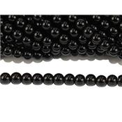 Agate Noire Perle Ronde Lisse Percée 4 mm (Lot de 20 perles)
