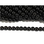 Agate Noire Perle Ronde Lisse Percée 4 mm (Lot de 20 perles)