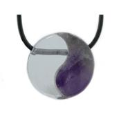 Pendentif Yin Yang Pierre Améthyste et Cristal de Roche (3 cm) - Ligne Cléopâtre