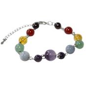 Bracelet Lien 7 Chakras Perles de 6 et 8 mm fermoir mousqueton