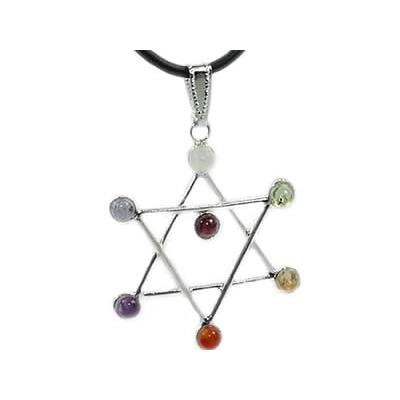 Pendentif Sceau de Salomon 7 Chakras Montage Argenté