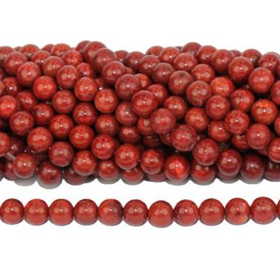 Corail Rouge Perle Ronde Lisse Percée 8 mm (Lot de 10 perles)