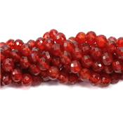 Cornaline Perle Ronde Facettée Percée 8 mm - 64 Facettes (Lot de 10 perles)