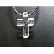 Pendentif Croix Latine en Cristal de Roche - 25x18 mm - sans métal