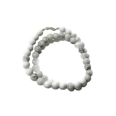 Collier Howlite Blanche en Pierre Boule de 6 mm