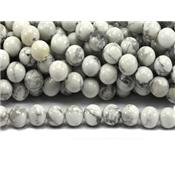 Howlite Blanche Perle Ronde Lisse Percée 8 mm (Lot de 10 perles)