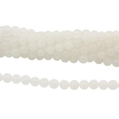 Jade Blanc Perle Ronde Lisse Percée 8 mm (Lot de 10 perles)