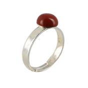 Bague Pierre Cabochon en Jaspe Rouge Ronde 8 mm et Argent 925 Adriana - Taille réglable