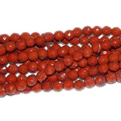 Jaspe Rouge Perle Ronde Facettée Percée 6 mm - 64 Facettes (Lot de 20 perles)