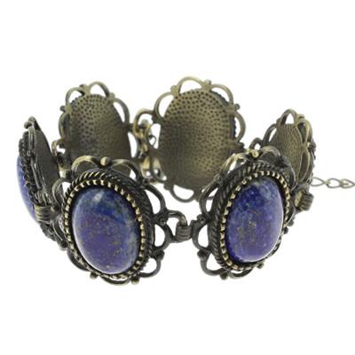 Bracelet 6 Cabochons Ovales 18x13 mm en Lapis Lazuli Romantic