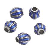 Perle Lanterne Bleue style Tibétain 11 x 10 mm env. (Lot de 2)