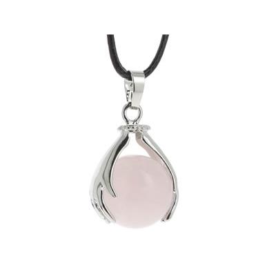 Pendentif Boule en Quartz Rose Entre les mains (2,7x1,8 cm) Romantic