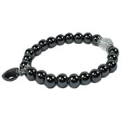 Bracelet en Hmatite - Pierres Boules de 8 mm et Coeur 12 mm