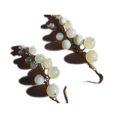 Boucles d'Oreilles en Jade de Chine en Grappes