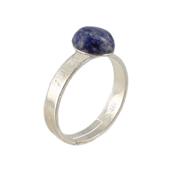Bague Pierre Cabochon en Lapis Lazuli Ronde 8 mm et Argent 925 Adriana - Taille réglable
