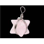 Pendentif Merkaba en Quartz Rose Montage argenté