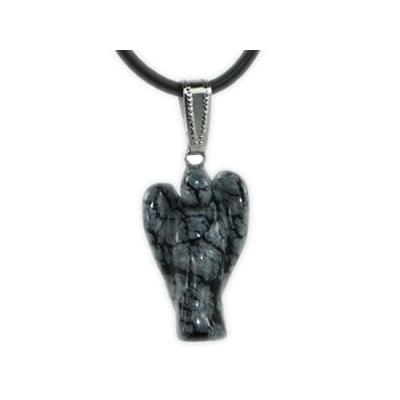 Pendentif Ange en pierre d'Obsidienne Neige (2 cm)